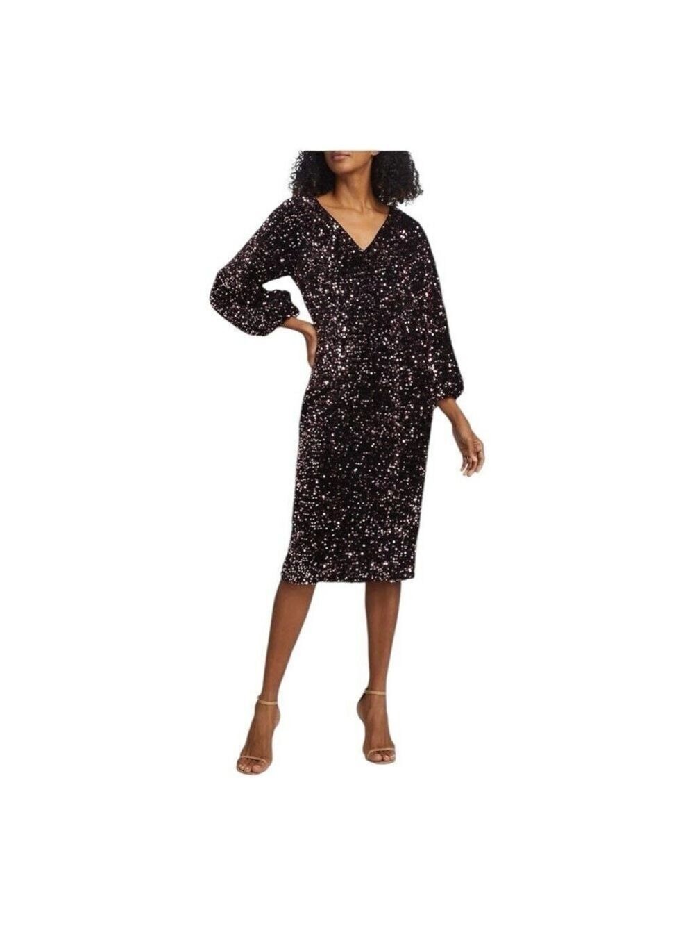 Elie Tahari The Robin Rouge Pink Sequined Sheath Dress Size 12